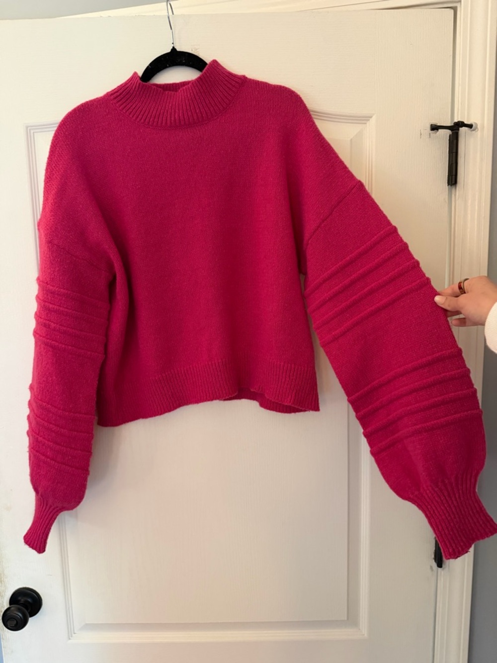 Women's Hot Pink Cowl Neck Sweater